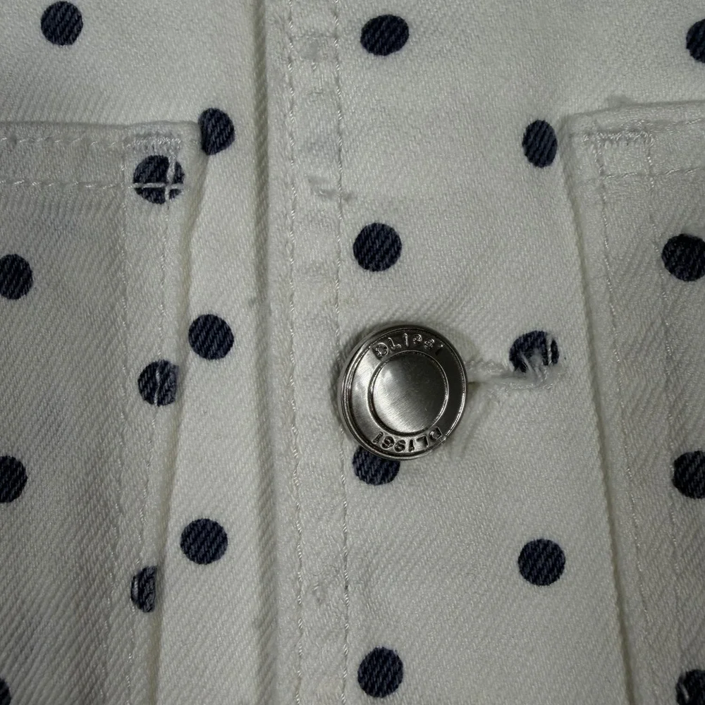 DL1961 Polka Dot Denim Vest Girls Size L White Cotton Recycled Button NWT
